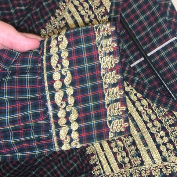 J. Crew Christmas/holiday plaid top with gorgeous embroidery compares to an XL - Picture 4 of 9